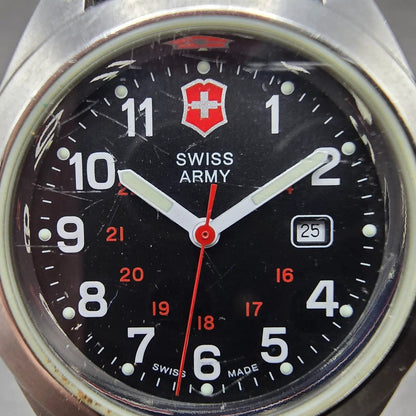 Victorinox Swiss Army Garrison Watch Women 34mm Black Dial Steel Date New Batt P1