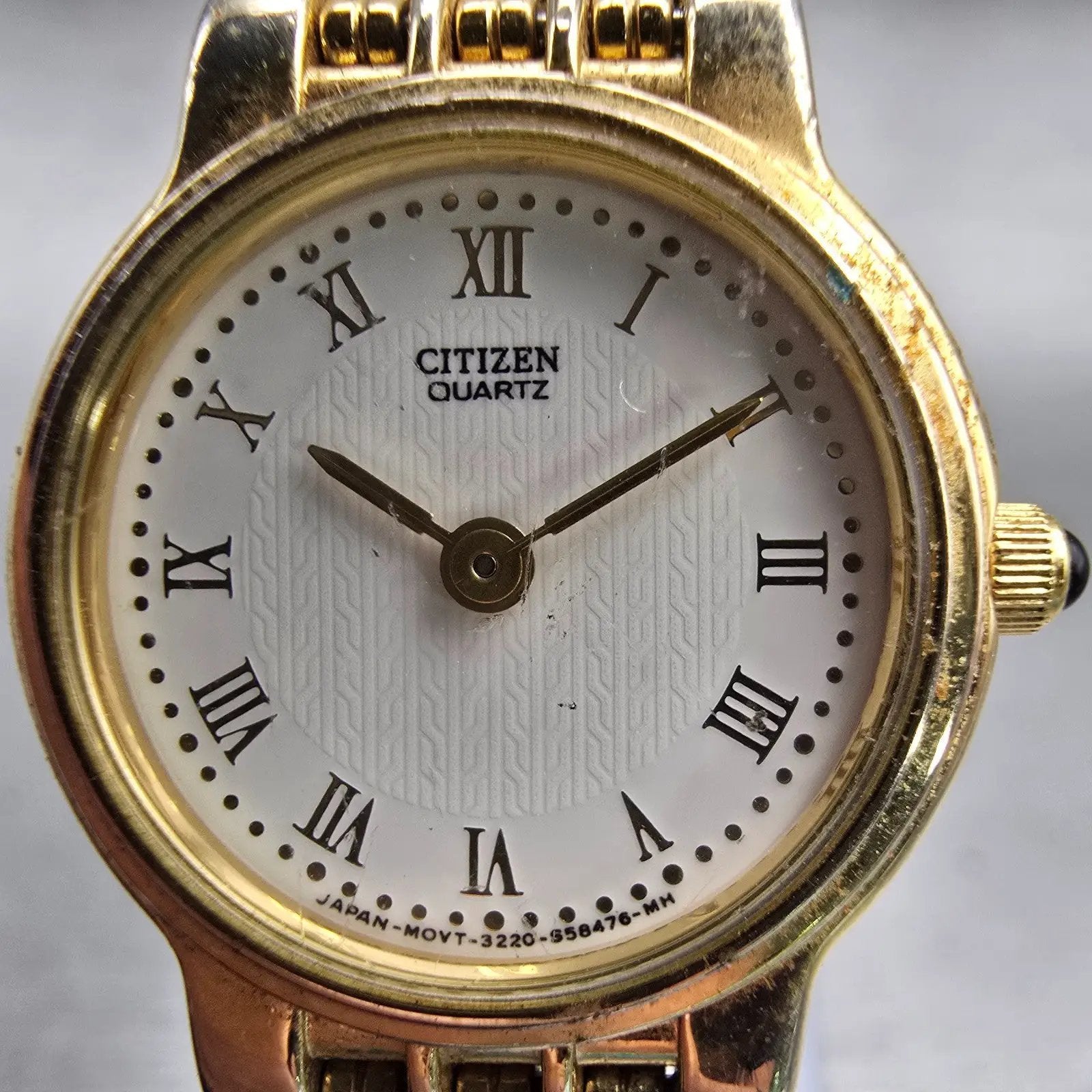 Citizen Watch Women 21mm White Dial Gold Tone Round 3220-S19538 New Battery VTG1