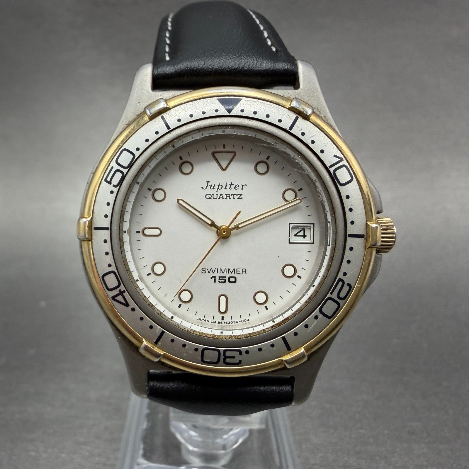 Orient Jupiter Dive Watch Men 36mm Silver Dial Two Tone Date Round New battery0