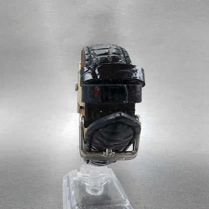 Lord Elgin Tank Watch Men 23mm Black Dial Silver Tone Manual Rectangle Runs