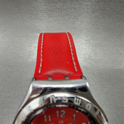 Swatch Irony Happy Joe Red Watch Men 37mm Red Dial Steel Date Round New Battery4