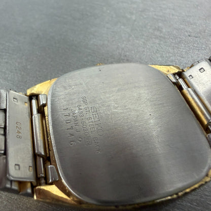 Seiko Tank Watch Men 32mm Champagne Dial Gold Tone Daydate 6433-5030 New Battery9