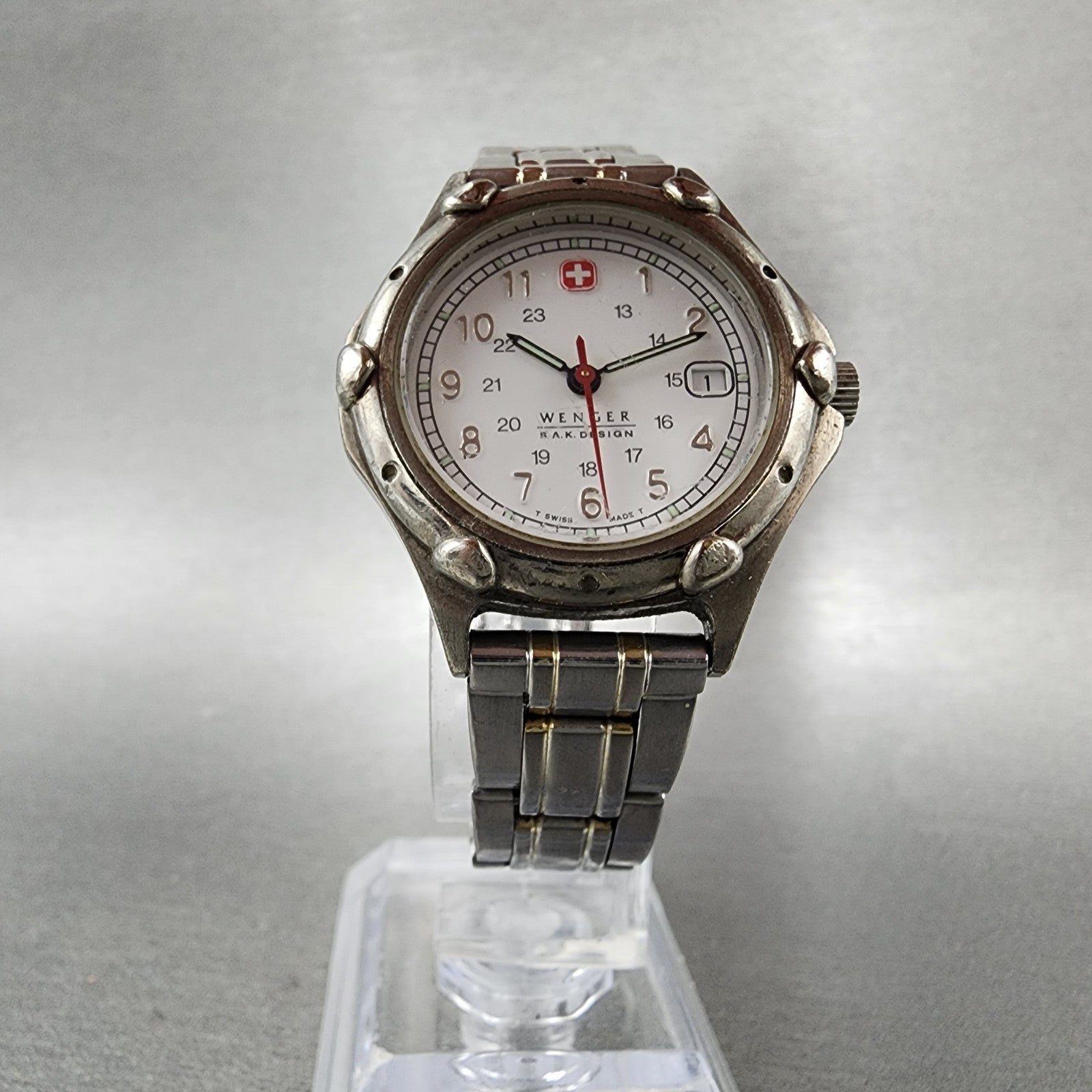 Wenger SAK Design Watch Women 29mm White Dial Steel Date Round New Battery5
