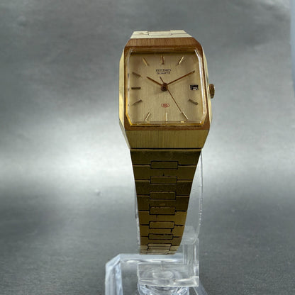 Seiko 5 Watch Tank Watch Women 21mm Champagne Dial Gold Tone Date  New Battery5