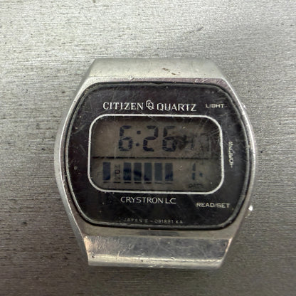 Citizen Digital Watch Men 35mm Digital Silver Tone Daydate Round READ!! New batt1