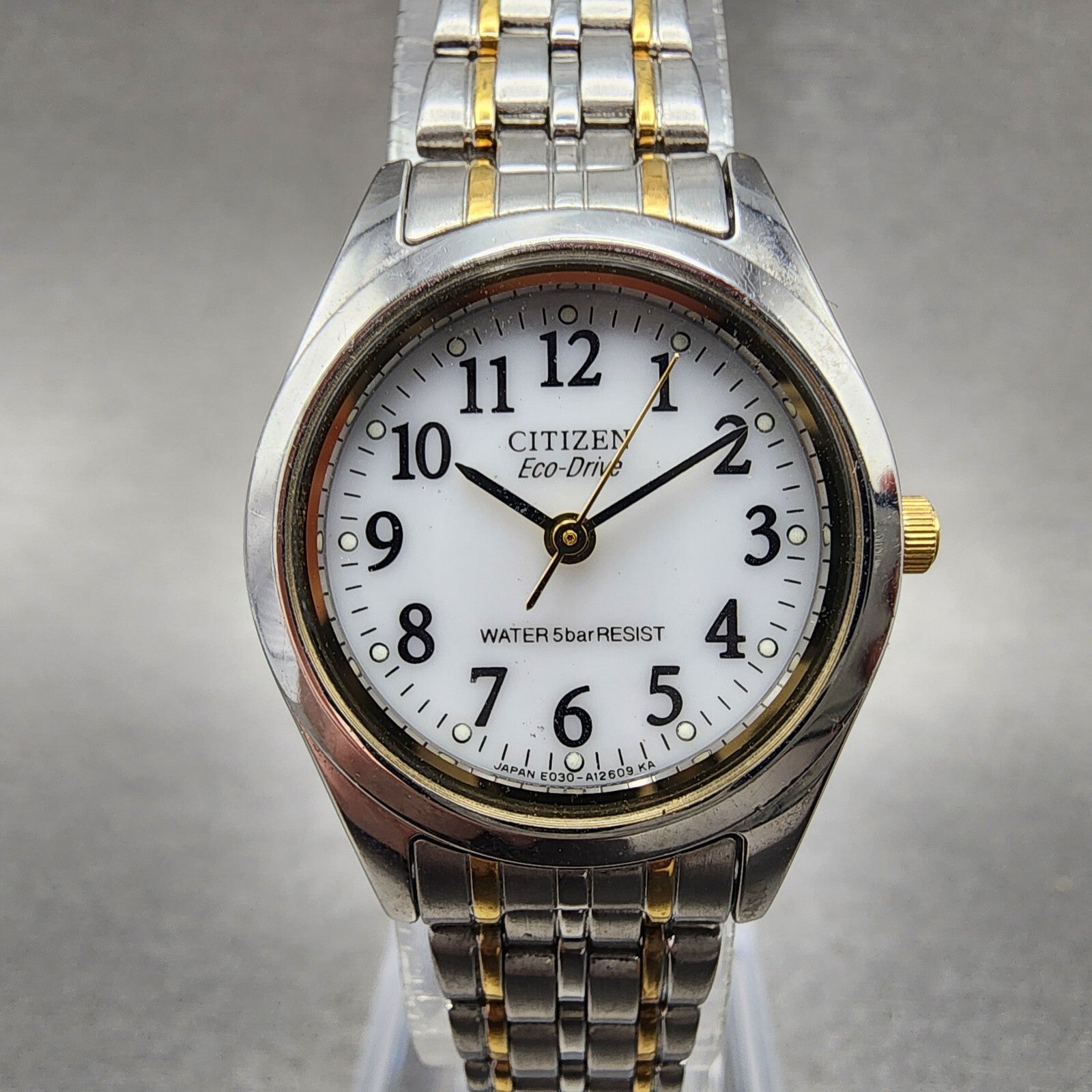 Citizen EcoDrive Watch Women 24mm White Dial Two Tone E030L20484 Runs0