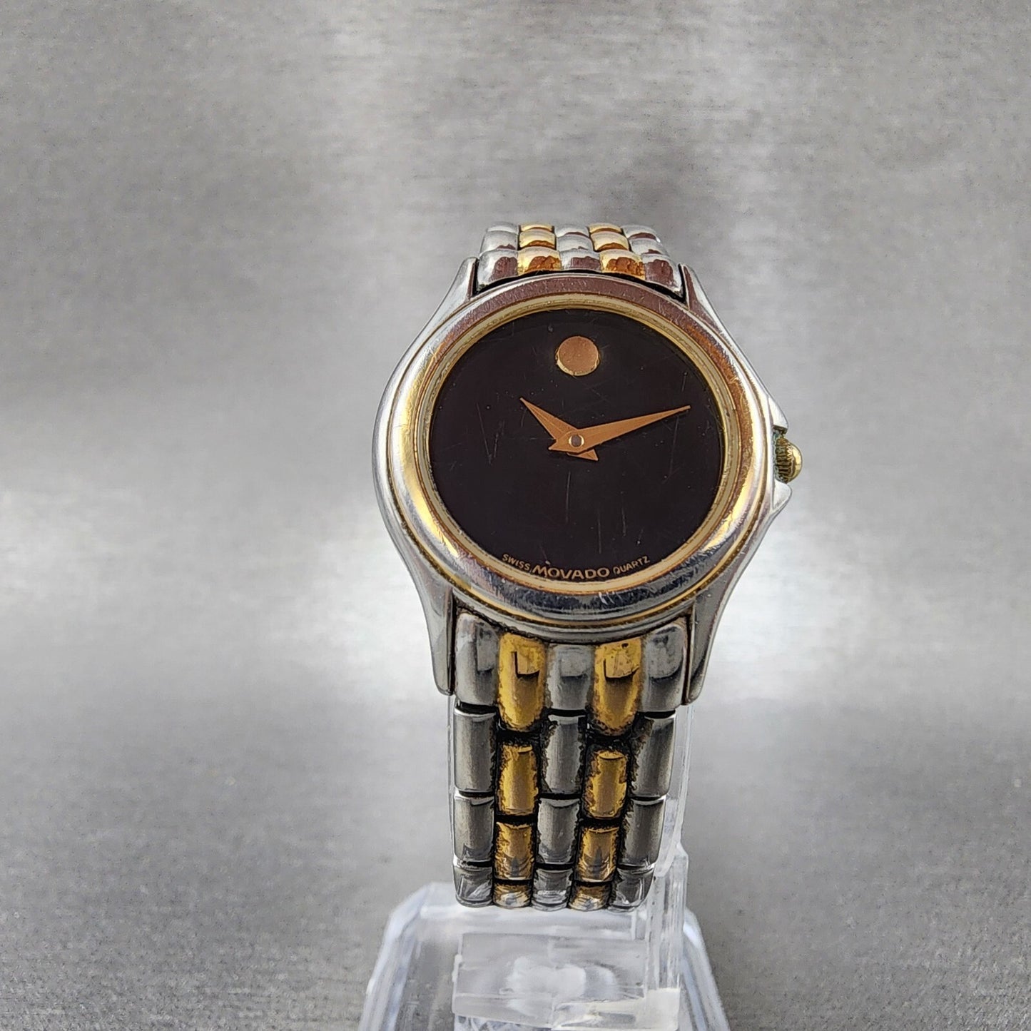 Movado Museum Watch Women 26mm Black Dial Two Tone Round 81 E4 1855 New Battery5