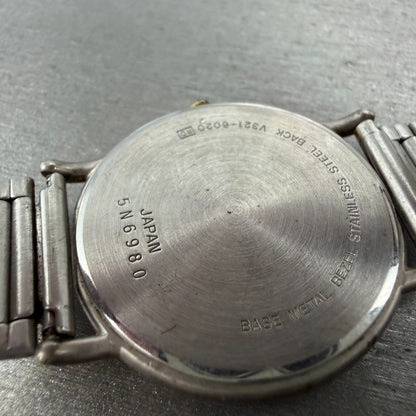 Seiko Toyota Watch Men 31mm Silver Dial Two Tone Round V321-6020 New Battery9