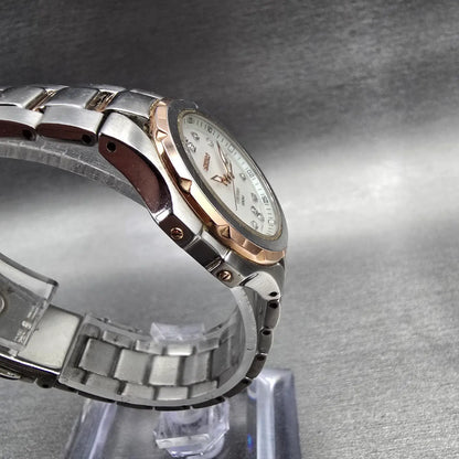 Seiko Coutura Watch Women 29mm MOP Dial Two Tone Date Round 7N82-0FR0 New Batt3