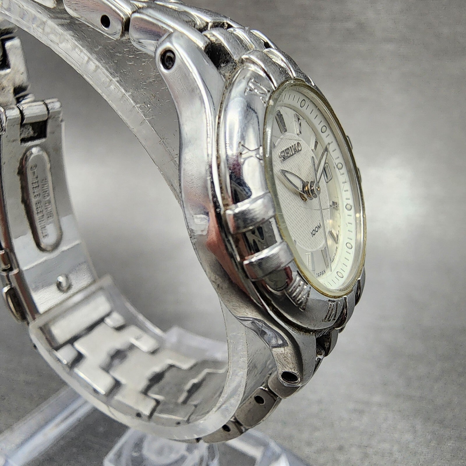 Seiko Watch Women 26mm White Dial Steel Date Round 7N820DP0 New Battery3