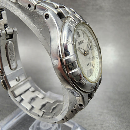 Seiko Watch Women 26mm White Dial Steel Date Round 7N820DP0 New Battery3