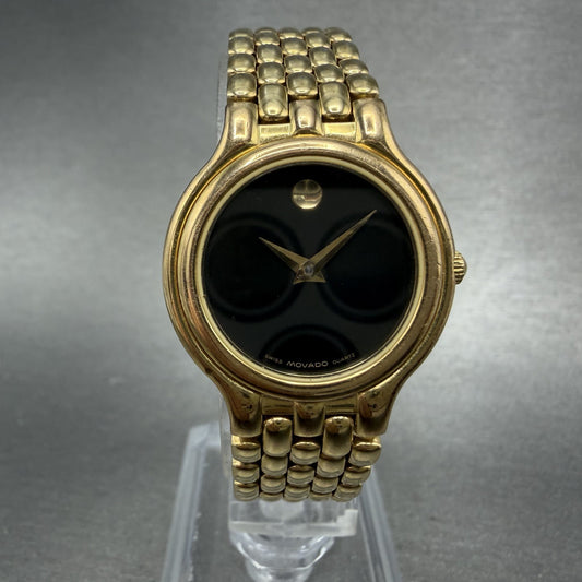 Movado Museum Watch Women 25mm Black Dial Gold Tone Round 87.A1.817 PARTS0