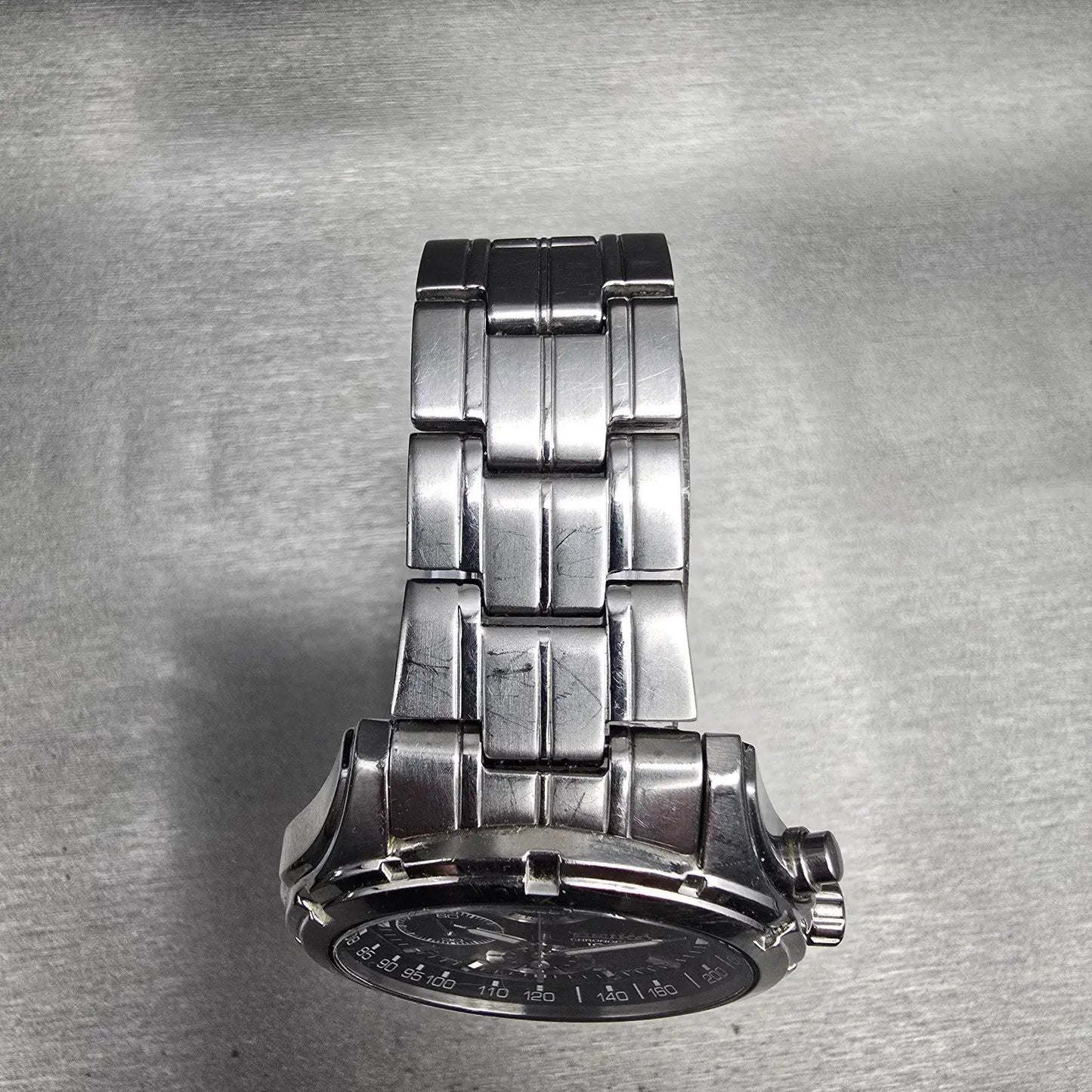 Seiko Chronograph Watch Men 42mm Black Dial Silver Tone Date 7T92-0LR0 New Batt4