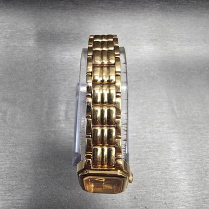 Seiko Tank Watch Women 18mm Gold Dial Gold Tone Rectangle V401-5250 New Battery4