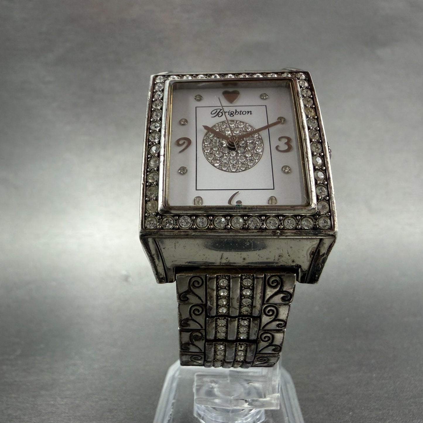 Brighton Diamond Bar Watch Women 29mm White Dial Silver Plated New Battery5