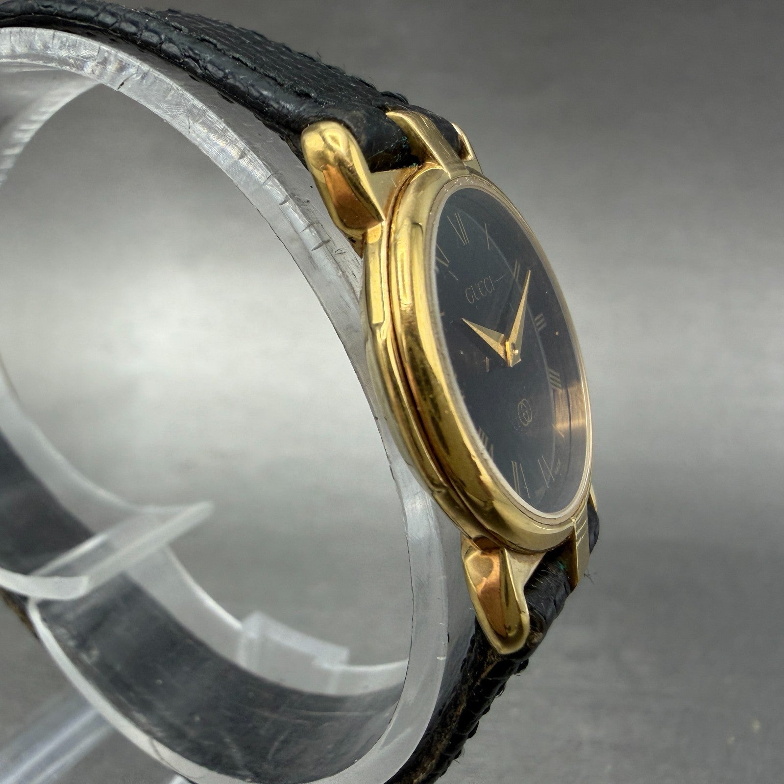 Gucci 3400L Watch Women 22mm Black Dial Gold Plated Round READ!!! PARTS4
