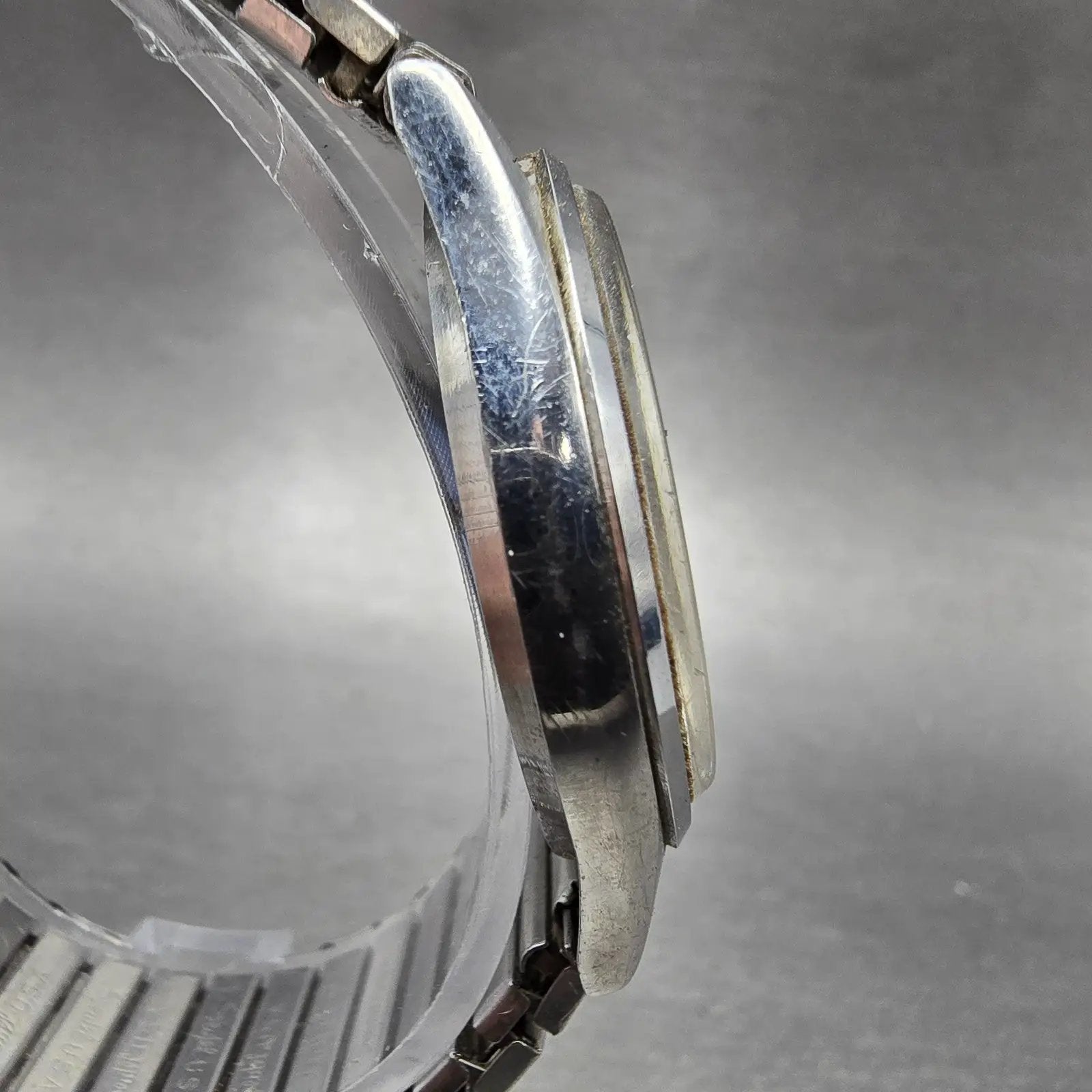 Seiko SQ Watch Men 34mm Blue Dial Silver Tone Daydate Round 8C23A PARTS Vintage4