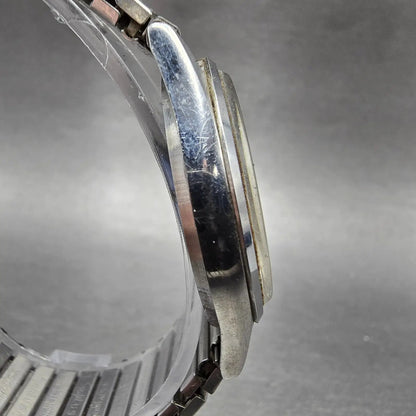 Seiko SQ Watch Men 34mm Blue Dial Silver Tone Daydate Round 8C23A PARTS Vintage4