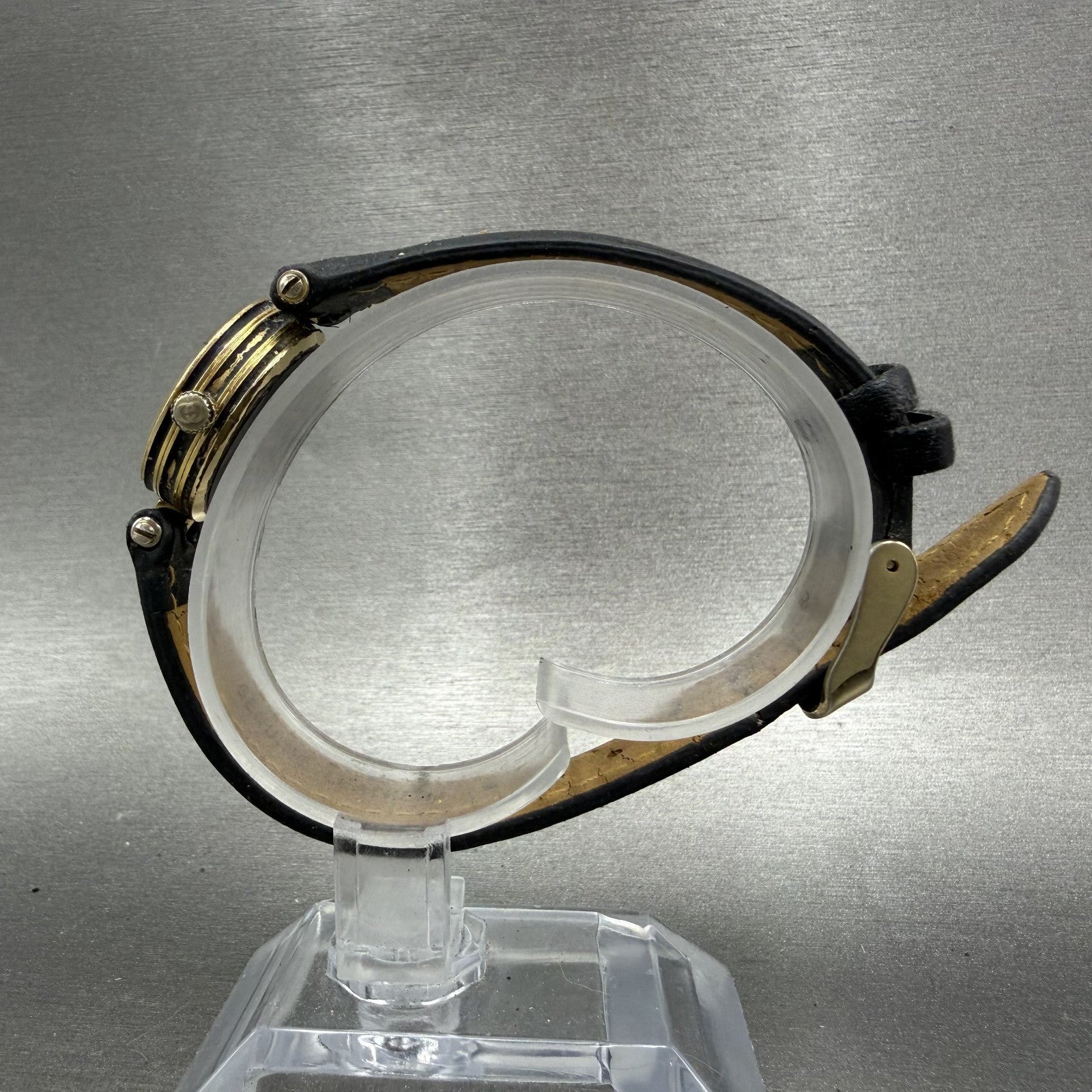 Gucci 2000L Watch Women 22mm Black Dial Gold Plated Round New Battery VTG ABC5