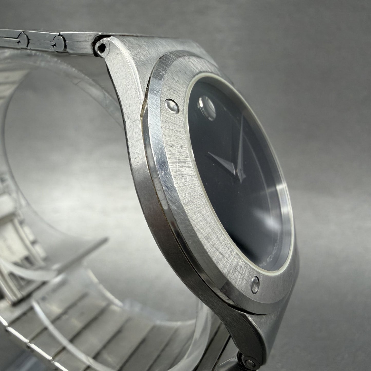Movado Museum watch Men 34mm Black Dial Steel Round 84.65.877.2 New Battery3