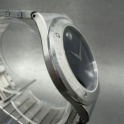Movado Museum watch Men 34mm Black Dial Steel Round 84.65.877.2 New Battery3