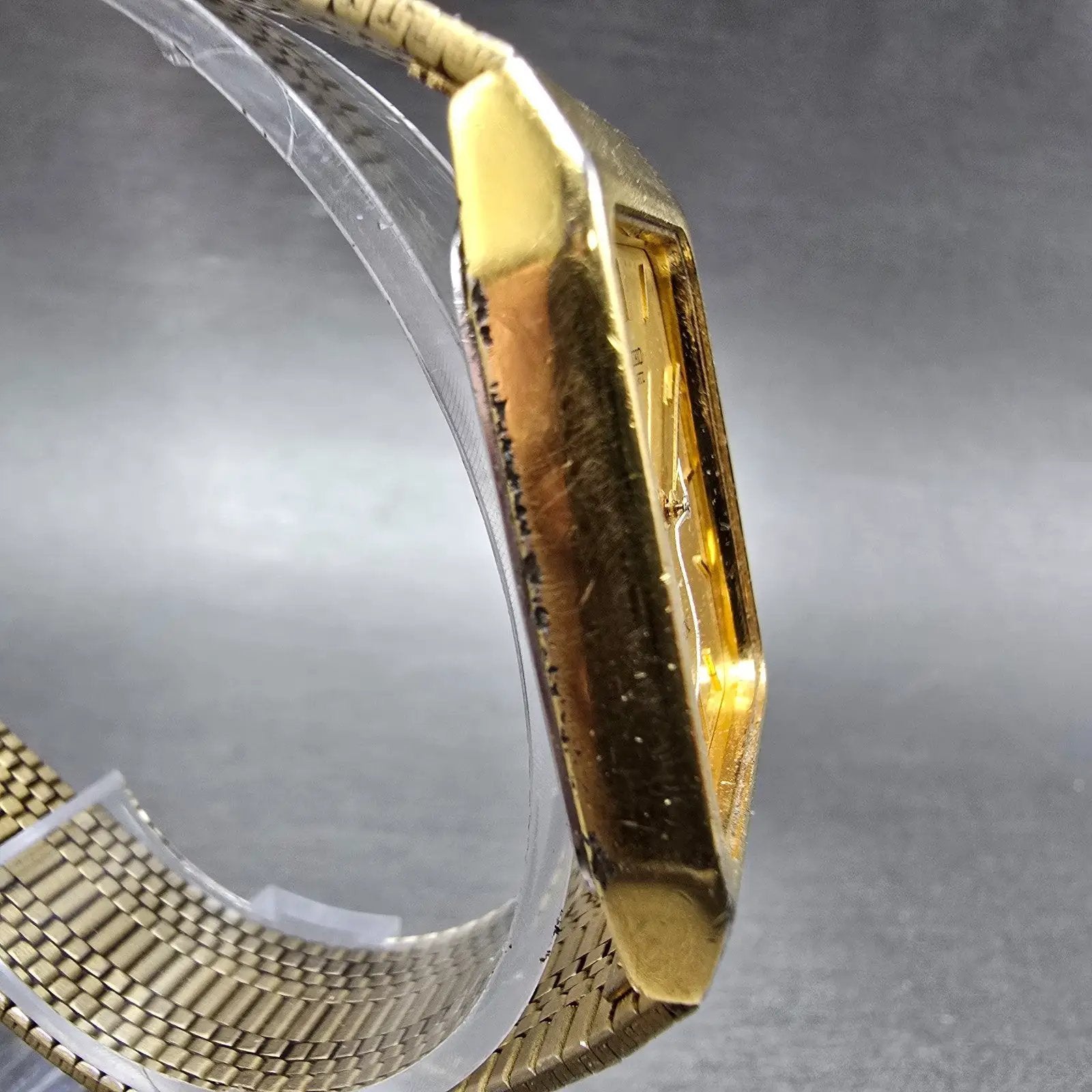 Seiko SX Tank Watch Men 26mm Champagne Dial Gold Tone Rectangle 5Y95-5009 PARTS4