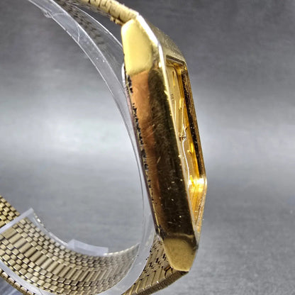 Seiko SX Tank Watch Men 26mm Champagne Dial Gold Tone Rectangle 5Y95-5009 PARTS4