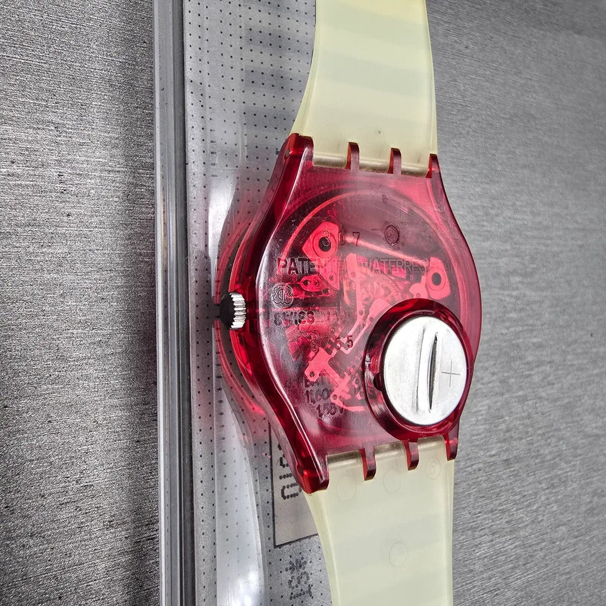 Swatch Fritto Misto Watch Men 34mm Black Dial Red Case GR114 New Battery NOS12