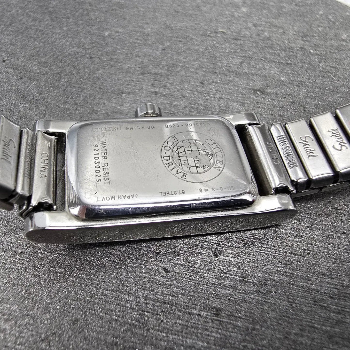Citizen Eco-Drive Tank Watch Women 14mm Silver Dial Silver Tone G620-R010638 Run9