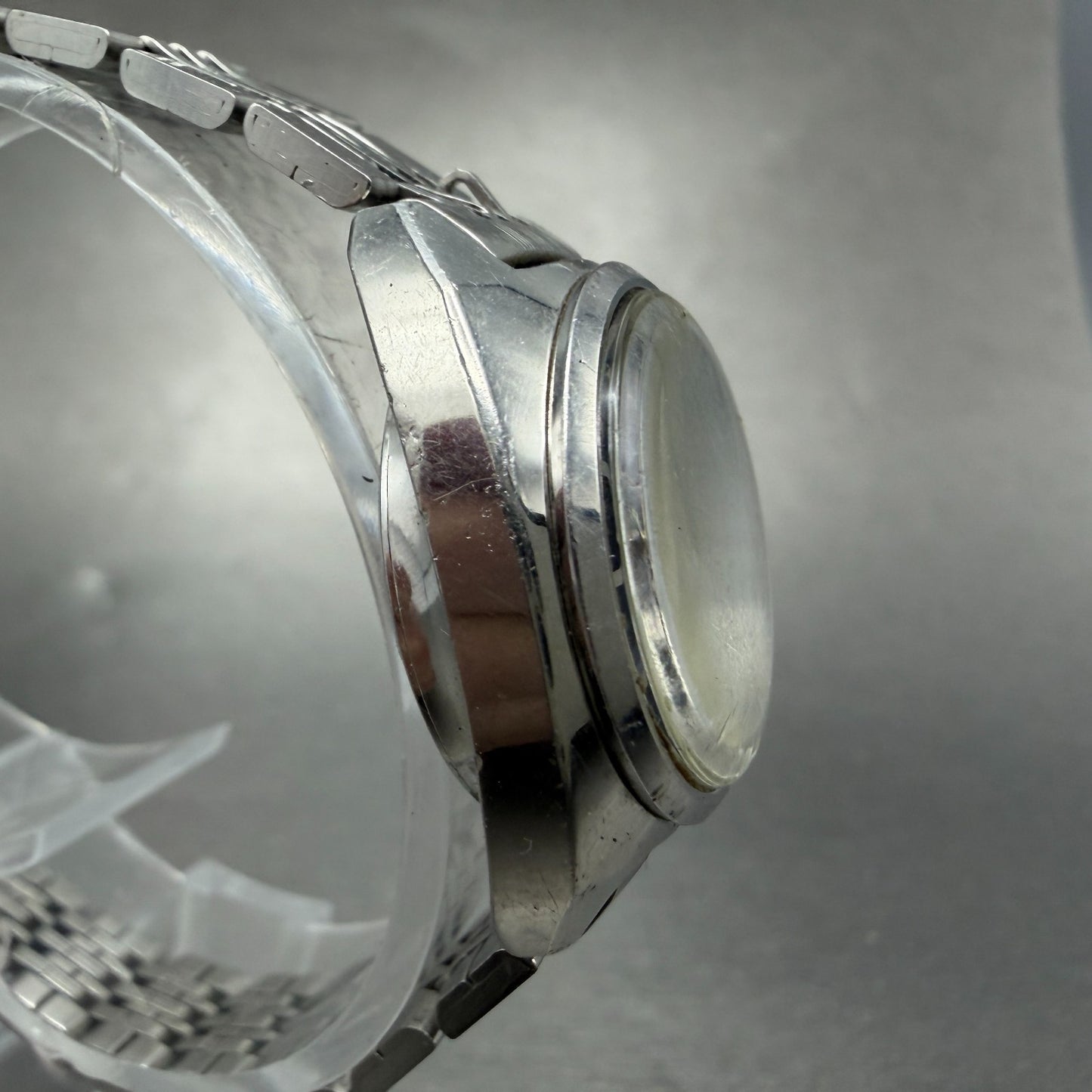 Seiko Automatic Watch Women 24mm Blue Dial Silver Tone Date 2205-0050 Runs VTG3