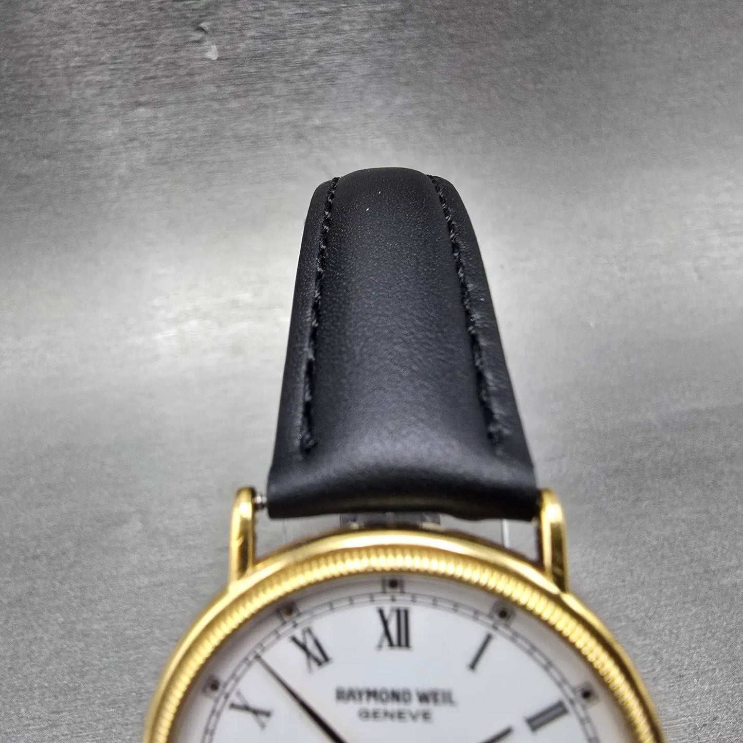Raymond Weil Watch Men 32mm White Dial Gold Plated Date Round 5514 New Battery S4