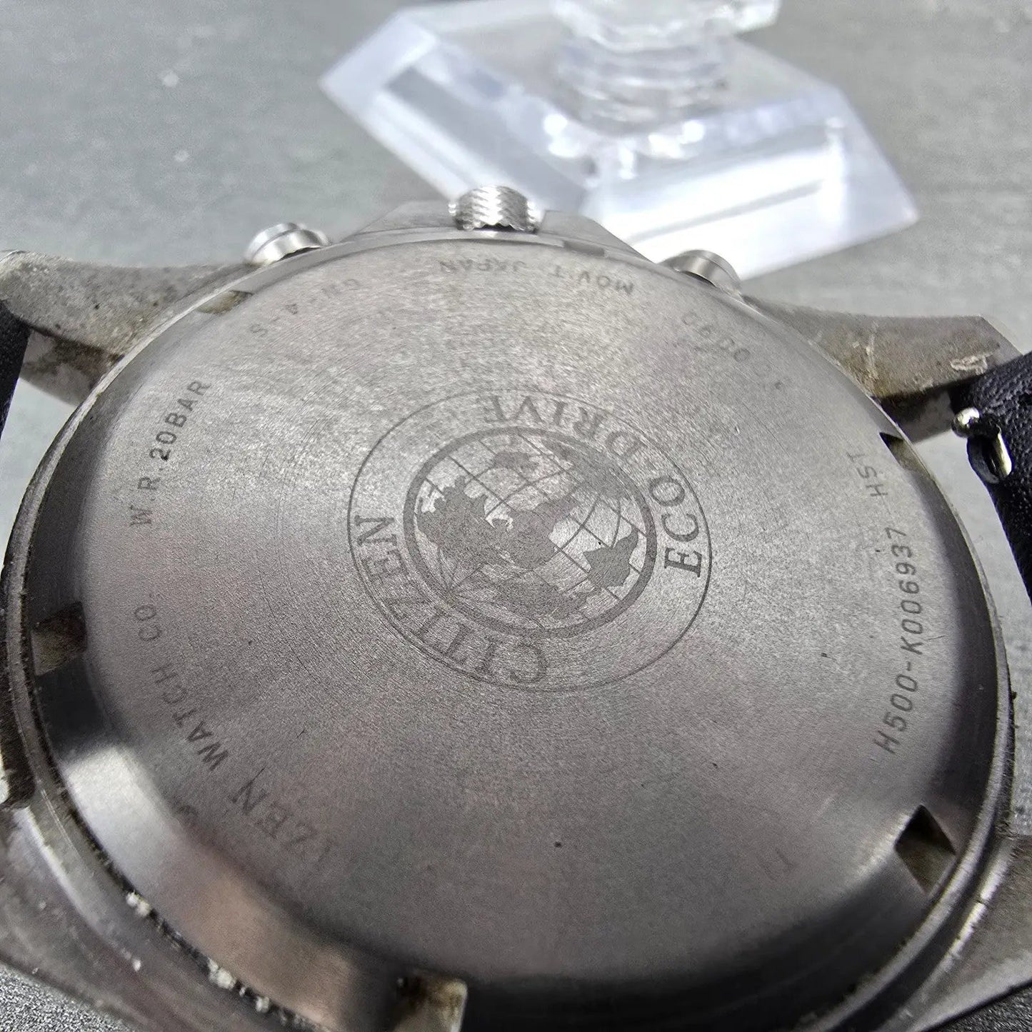 Citizen Eco-Drive Chronograph Watch Men 43mm Black Dial Titanium Date Round Runs9