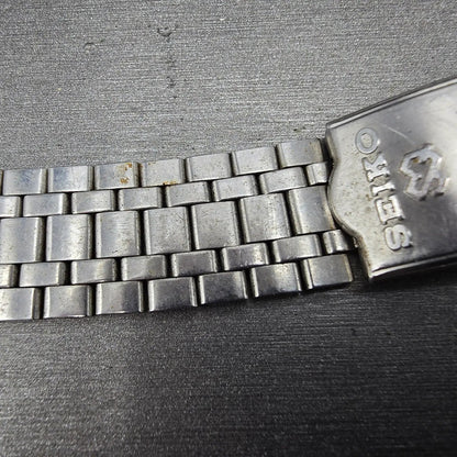 Seiko SQ Bracelet 20mm Stainless Steel Silver Tone Tri Folding Clasp VTG 610502
