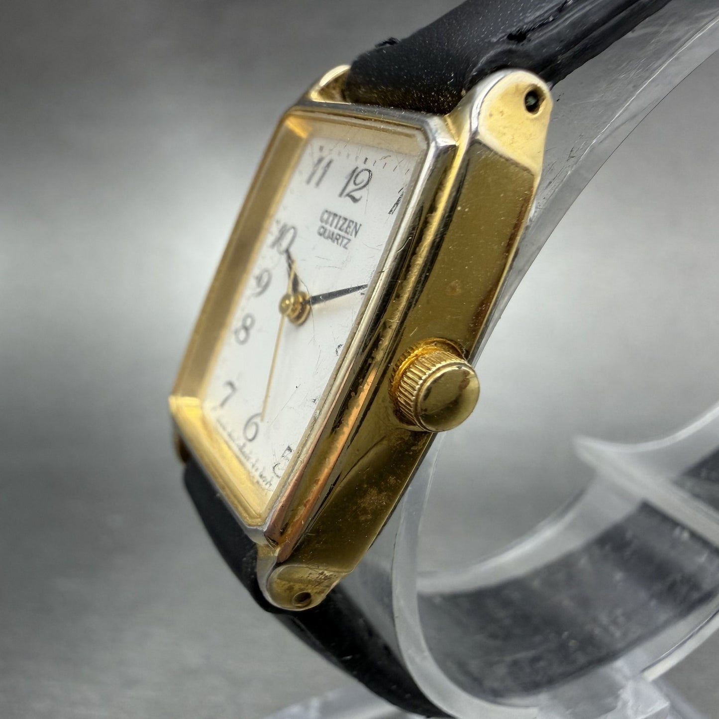 Citizen Tank Watch Women 20mm White Dial Gold Tone Rectangle 6031-T20999 New Bat2