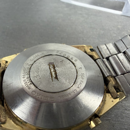 Seiko Digital Watch Men 35mm Two Tone Daydate Timer Vintage A128-5010 PARTS10