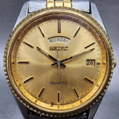 Seiko Presidential Watch Men 36mm Gold Dial Twotone Day Date 7n438111 New Batt1