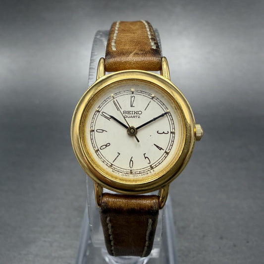 Seiko Watch Women 21mm Cream Dial Gold Tone Round 1N01-0E29 New Battery Vintage0