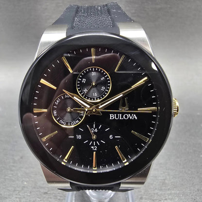 Bulova Futuro Watch Men 41mm Black Dial Two Tone Daydate Round 98C146 NewBattery0