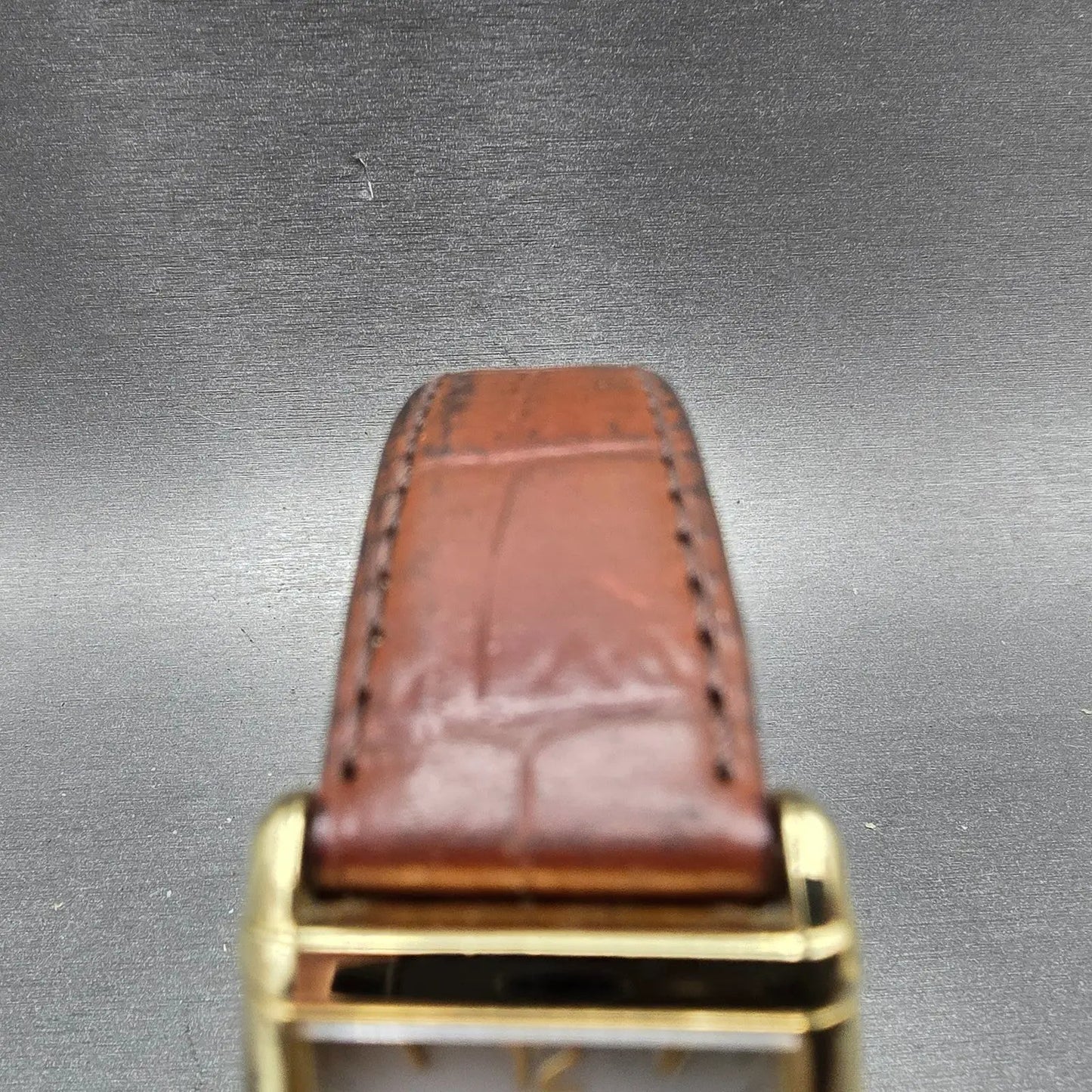 Citizen Eco-Drive Tank Watch Men 25mm Silver Dial Gold Tone Rectangle Date Runs4