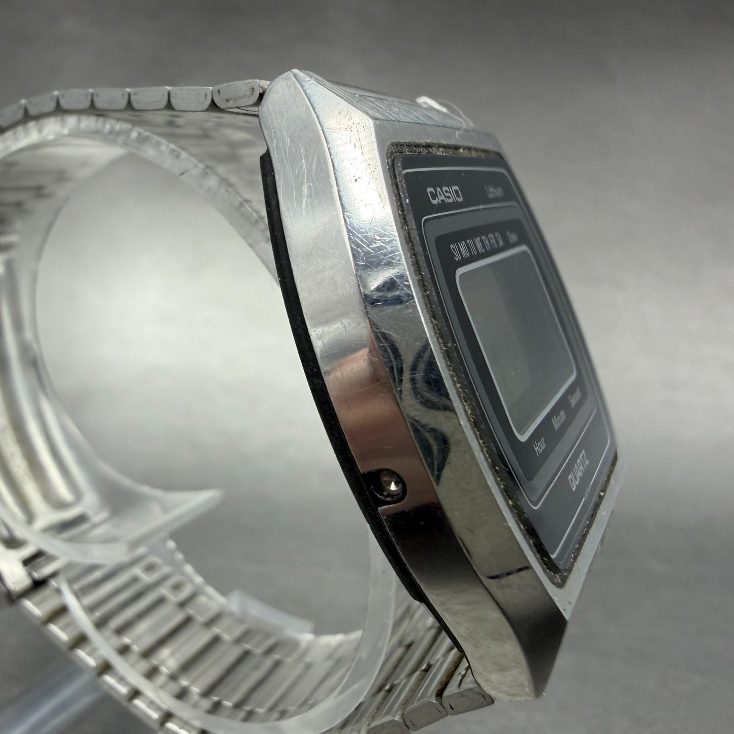Casio 58 S005 Watch Men 36mm Digital Silver Tone Daydate New Battery Vintage ABC4