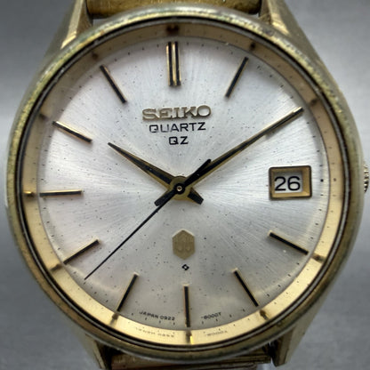 Seiko QZ Watch Men 36mm Silver Dial Gold Tone Date Round 0922-8000 PARTS2