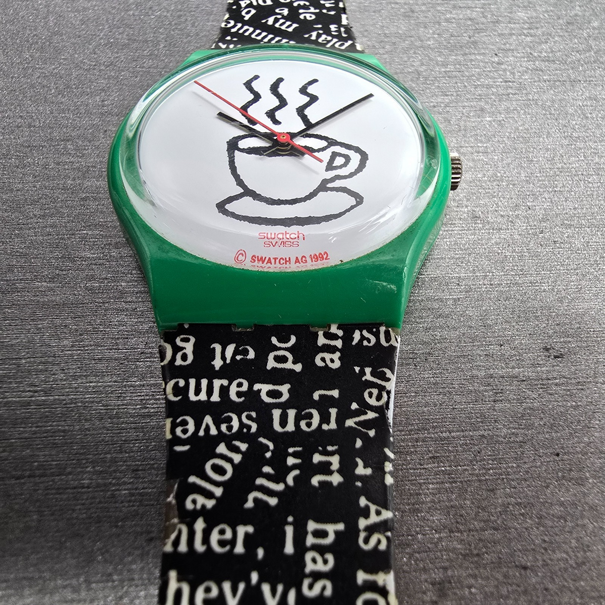 Swatch Cappuccino Watch Men 34mm White Dial Green Case Round GG121 New Battery6