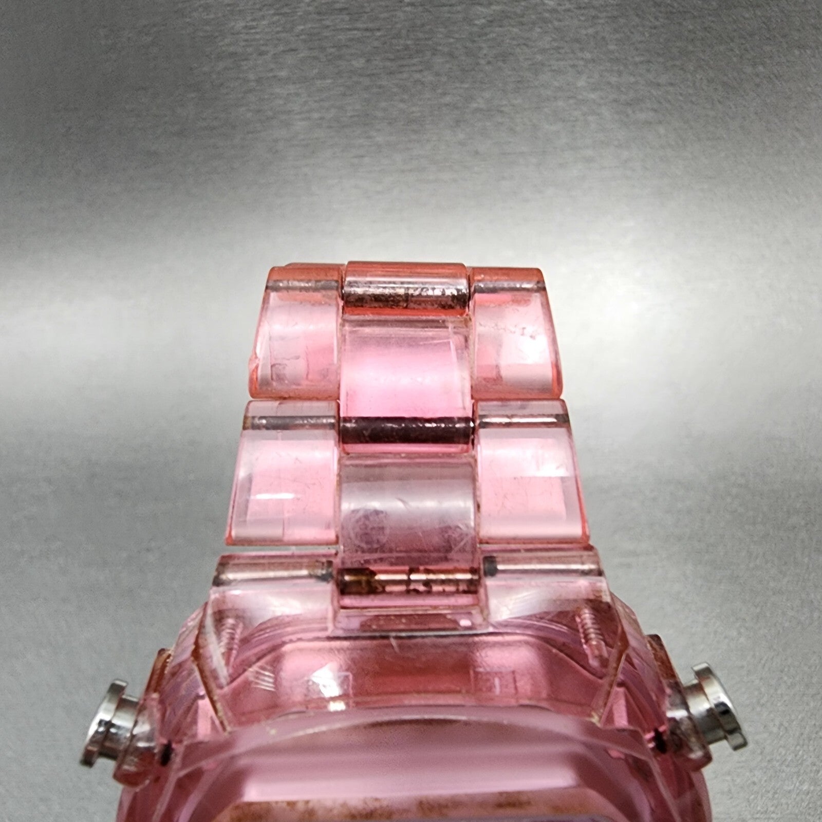 Adidas Digital Watch Women 44mm LCD Display Pink Clear Case Oval New Battery4