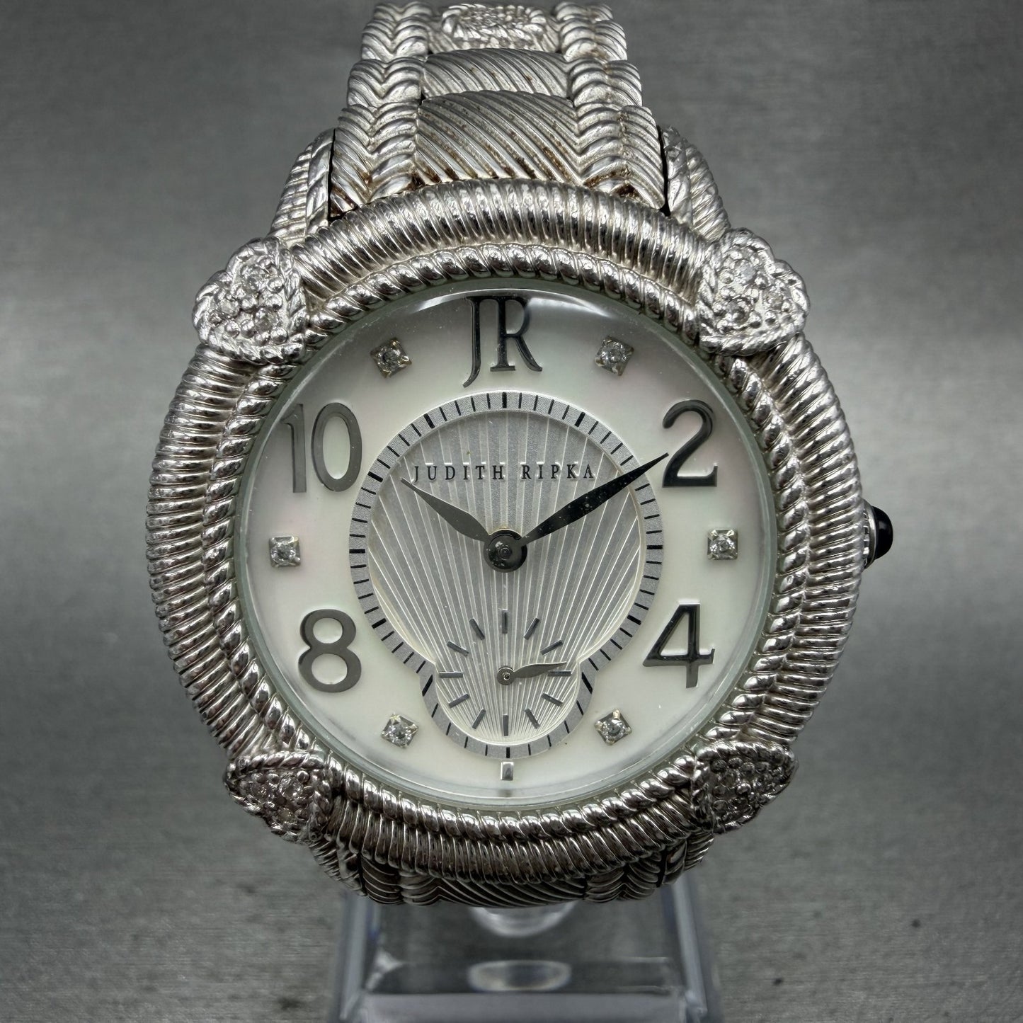 Judith Ripka Watch Women MOP Dial Sterling Silver Small Second Round New Battery0