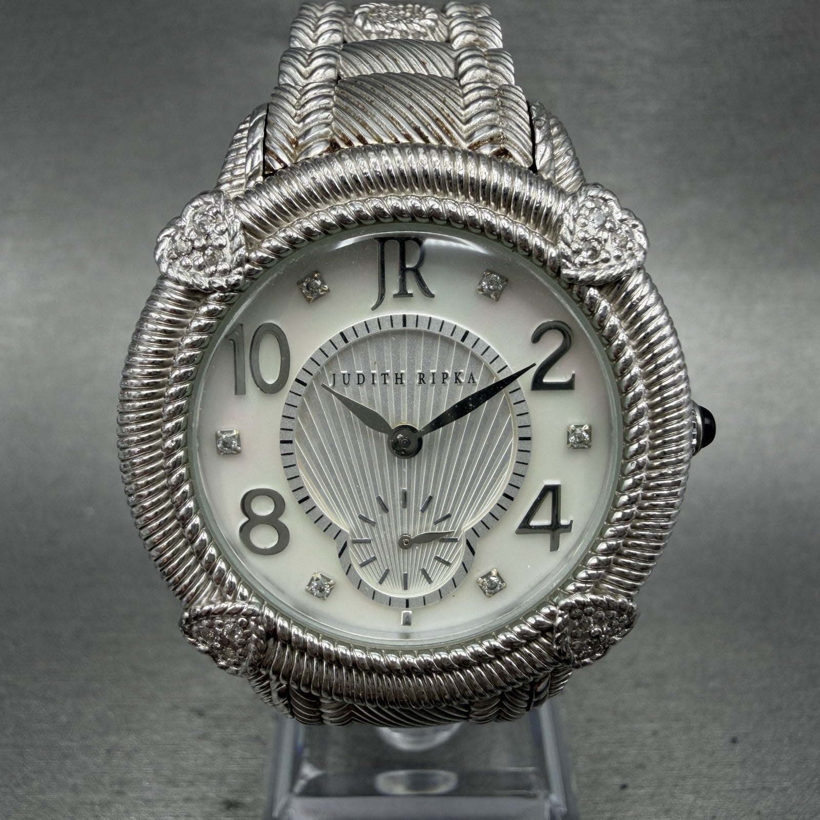 Judith Ripka Watch Women MOP Dial Sterling Silver Small Second Round New Battery0
