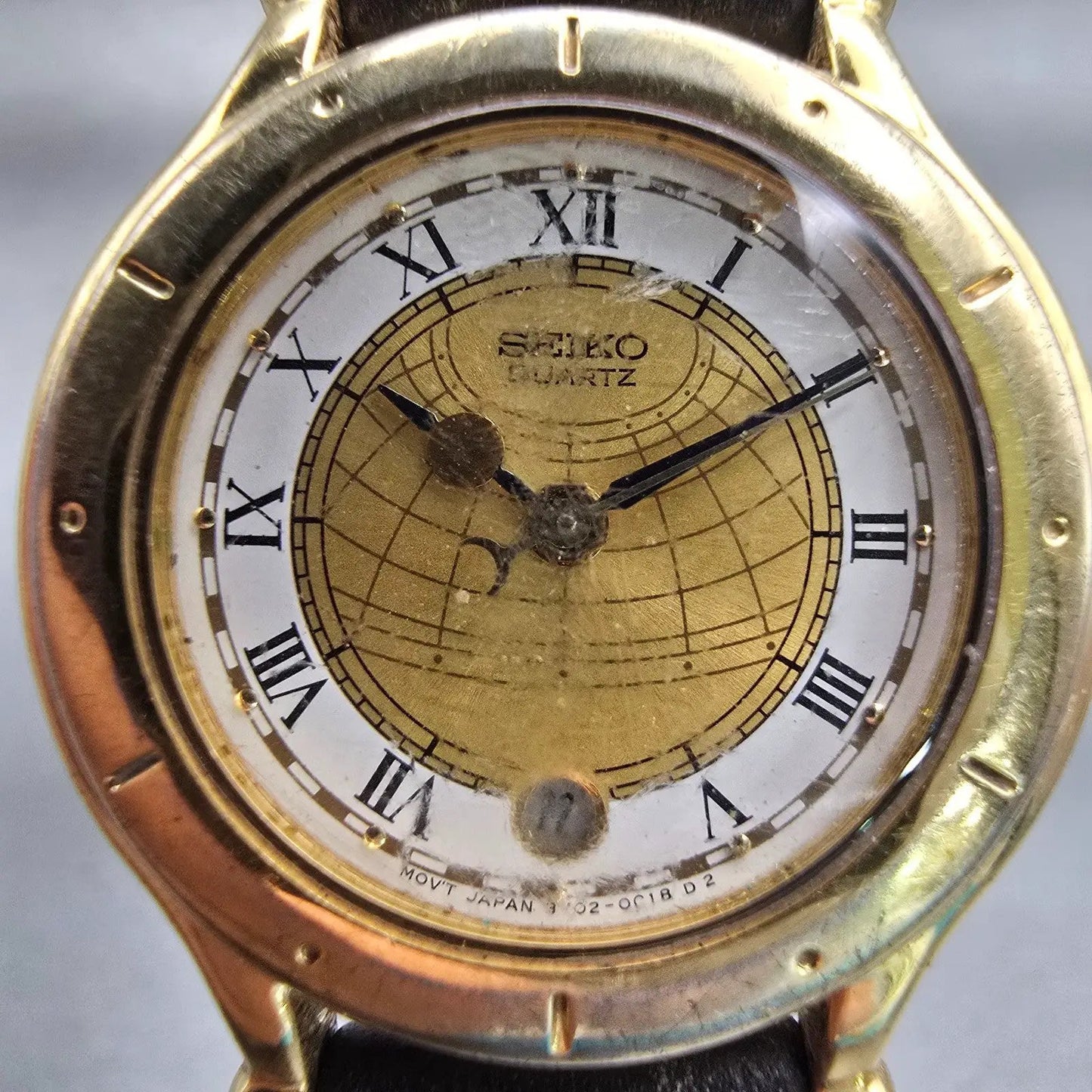 Seiko Age of Discovery Watch Women 26mm Gold Tone Date 3Y02-0B00 New Battery VTG1