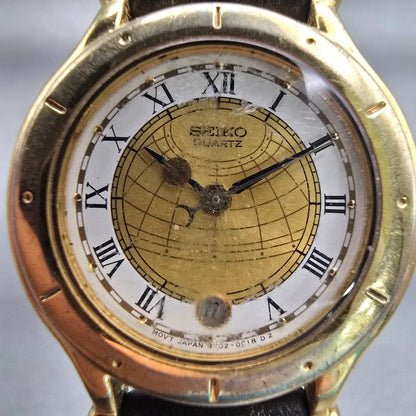 Seiko Age of Discovery Watch Women 26mm Gold Tone Date 3Y02-0B00 New Battery VTG1