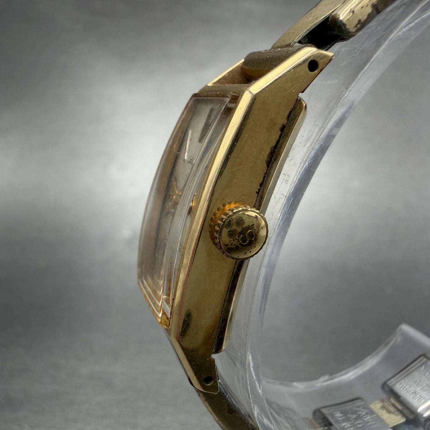 Seiko Lady Seiko Tank Watch Women 13mm Silver Dial Gold Tone Manual 4044H Runs2