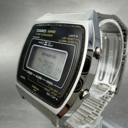 Casio 83QS-27 Watch Men 36mm Black Dial Silver Tone Alarm Chrono New Batt ABC2