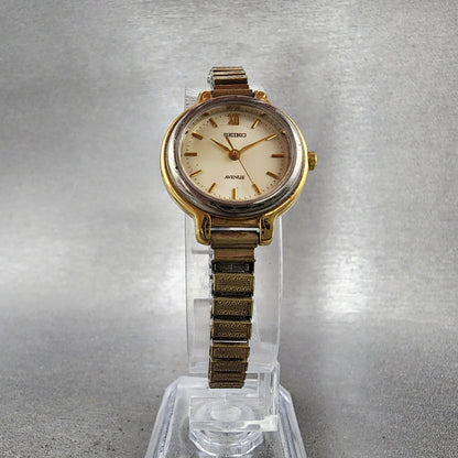 Seiko Avenue Watch Women 23mm White Dial Two Tone 1F210H50 New Battery VTG5